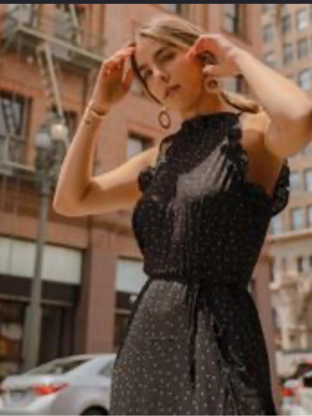 Who What Wear Black Polka Dot Sleeveless Dress